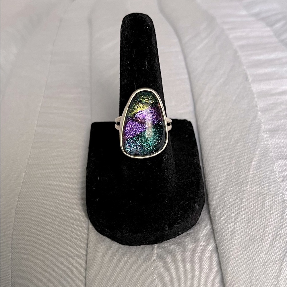 Sterling Silver Dichroic Glass Ring